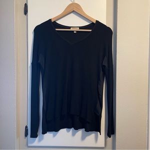 Anthropologie Bordeaux V Neck Long Sleeve Sweater